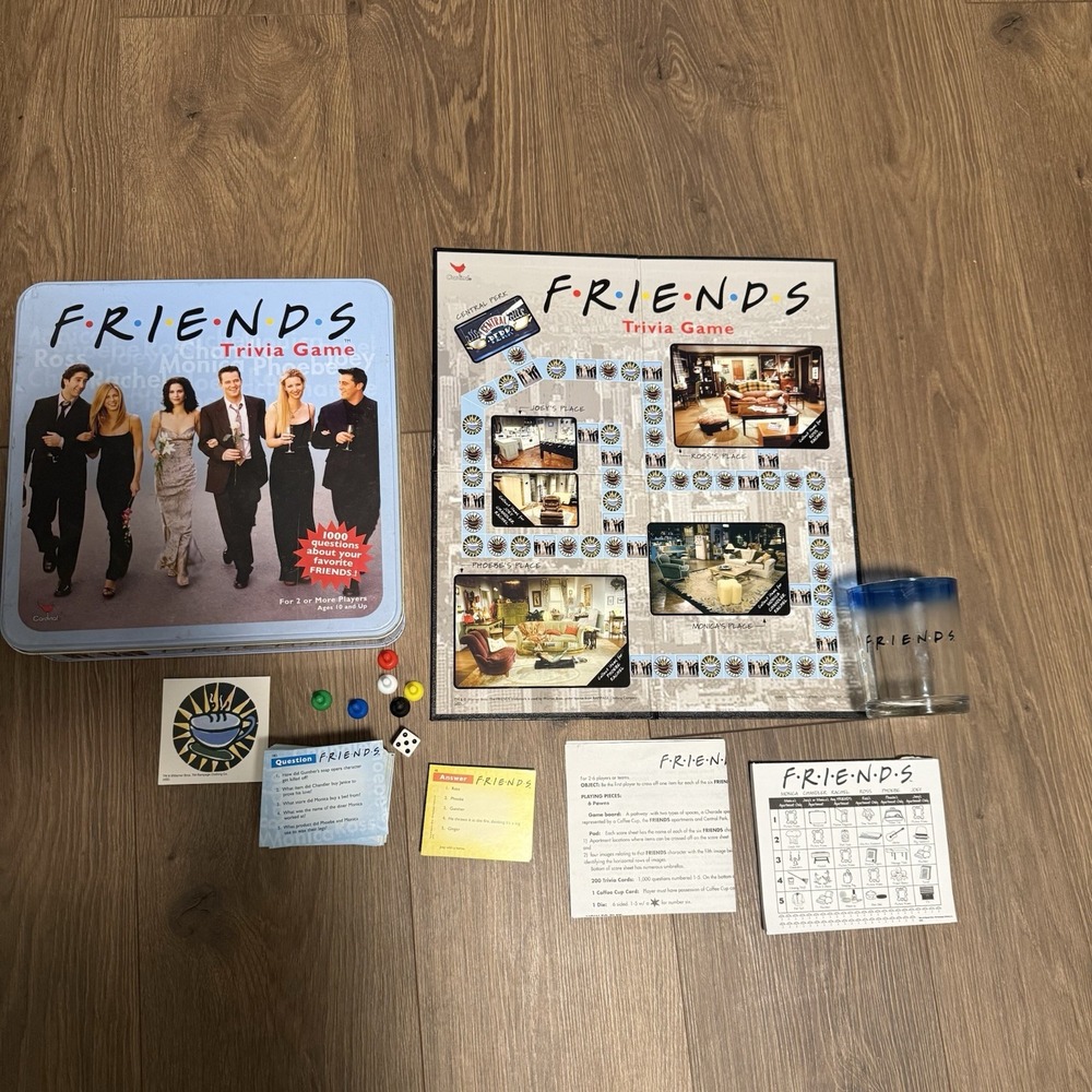 Friends Trivia Game Collector's Edition COMPLETE + Iconic Glass Cup Bundle